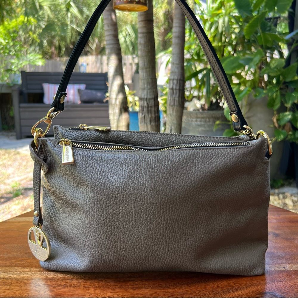 VALENTINA Vachetta Italian Small Leather Bag  Taupe Gold Hardware